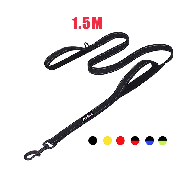 Black 5ft собачий поводок сверхмощный поводок с 2 мягкими ручками крепкие тренировочные поводки для маленьких больших собак поводки для собак K9 - Цвет: Black