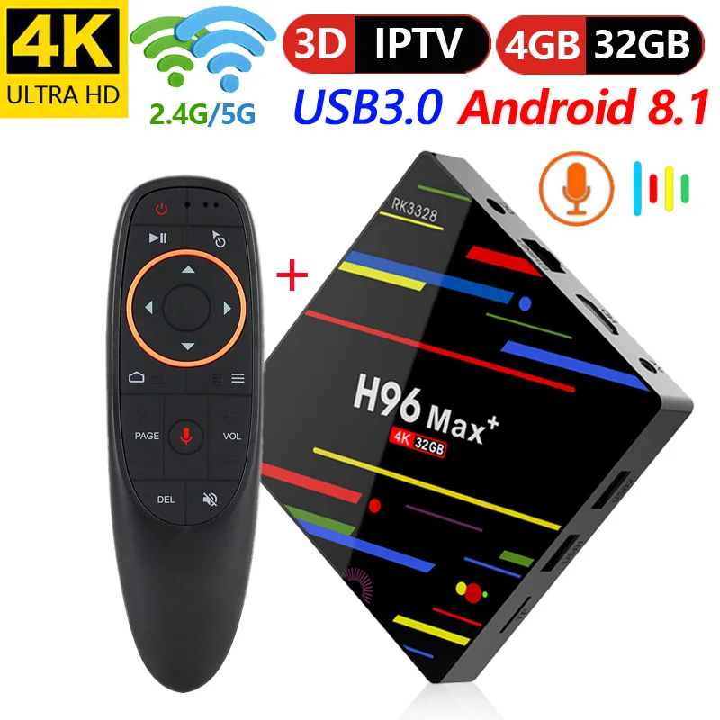 H96max plus Android 8,1 Смарт ТВ приставка Rockchip RK3328 Четырехъядерный 4g/32g 4g/64g 2,4g wifi H.265 VP9 UHD 4 k HD MI 2.0A медиа плей