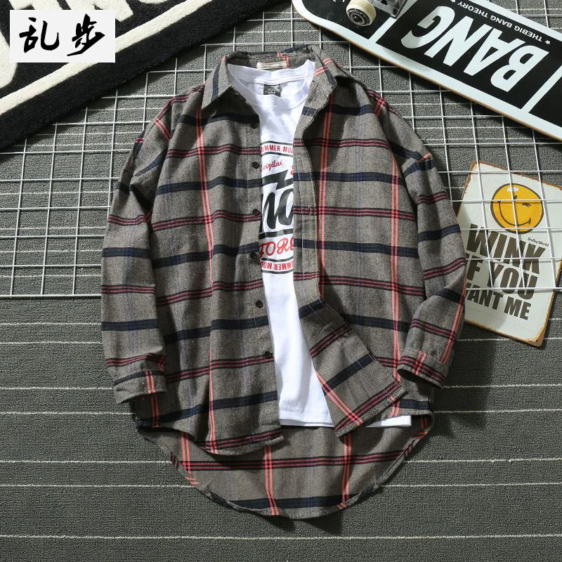 Повседневные мужские рубашки с длинным рукавом Молодежные свободные парные