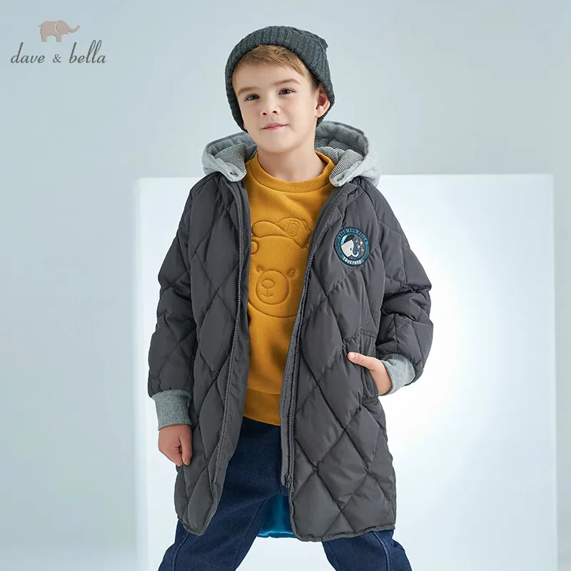DBK8325 dave bella/Зимняя Детская куртка пуховик с подкладкой из белого утиного пуха От 5