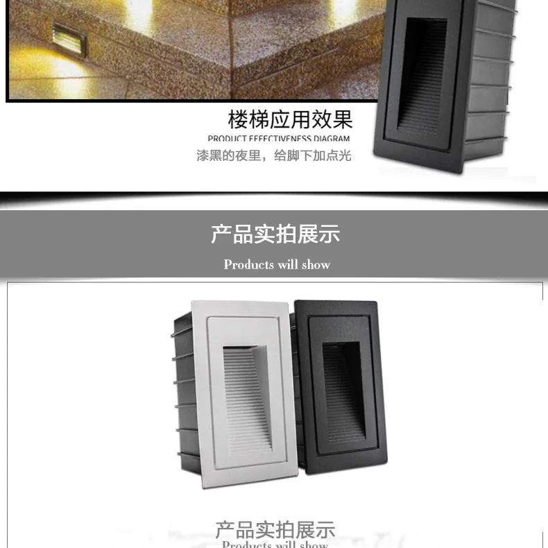 Черный/белый led Лестница 2w палубный светильник 105*60*55mm