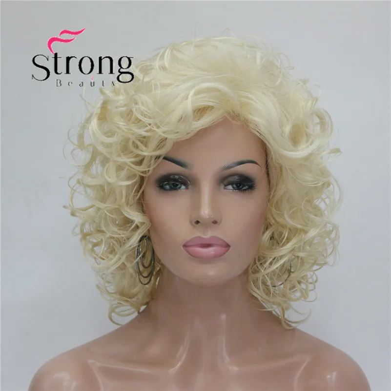 StrongBeauty короткий супер кудрявый толстый блондин полный синтетический парик парики