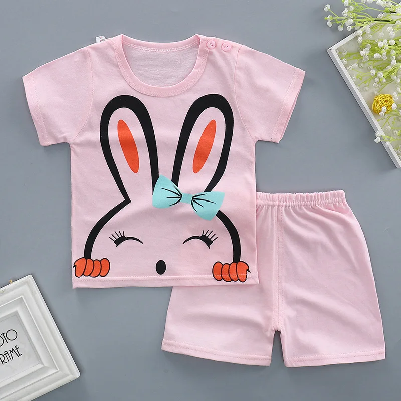 summer baby clothing set T shirts ans short trousers cotton knitted print fabric 70cm to 105cm height | Детская одежда и обувь