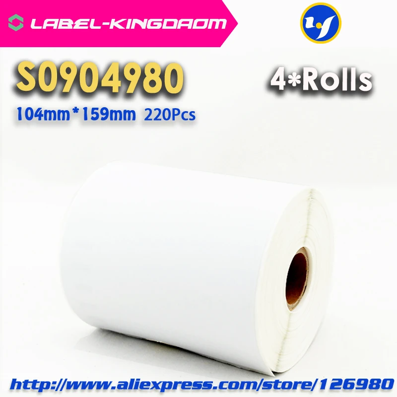 4 рулона ярлыки совместимые с Dymo S0904980 104 мм * 159 220 шт./рулон принтером LabelWriter 4XL 4x6