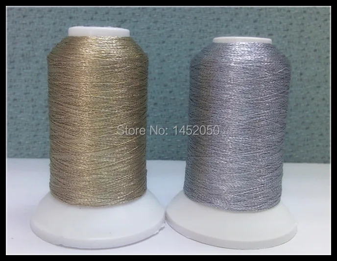 Металлик Вышивка Нитки 500 м золото и серебро + полиэстер белый Черного цвета