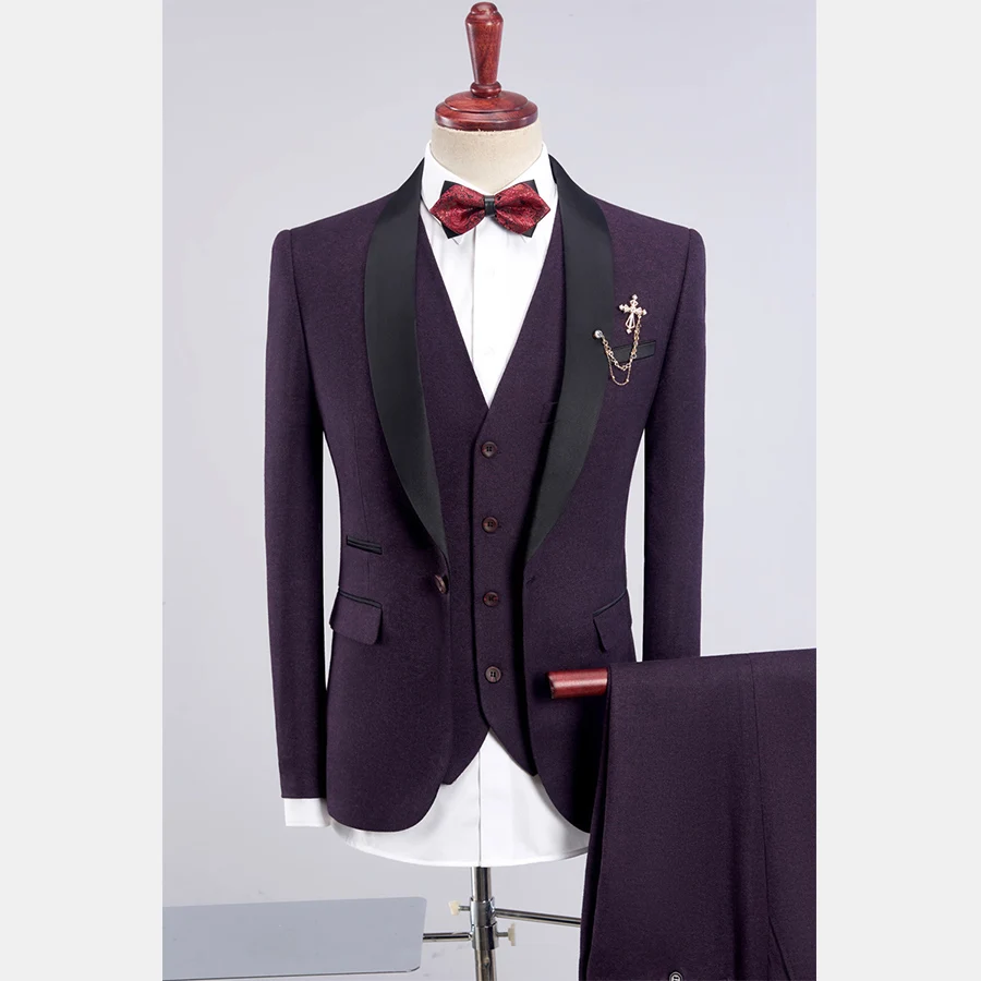 

Men 3 Pieces One Button Luxury Suits Casual Slim Fit Jacket Pant Vest Patchwork Autumn Winter Thick Plus Size 4XL Clothes T174