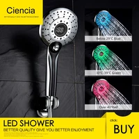 free shipping abs plastic chrome handheld shower head3 colors 2 setiing water glow led light temperature shower head