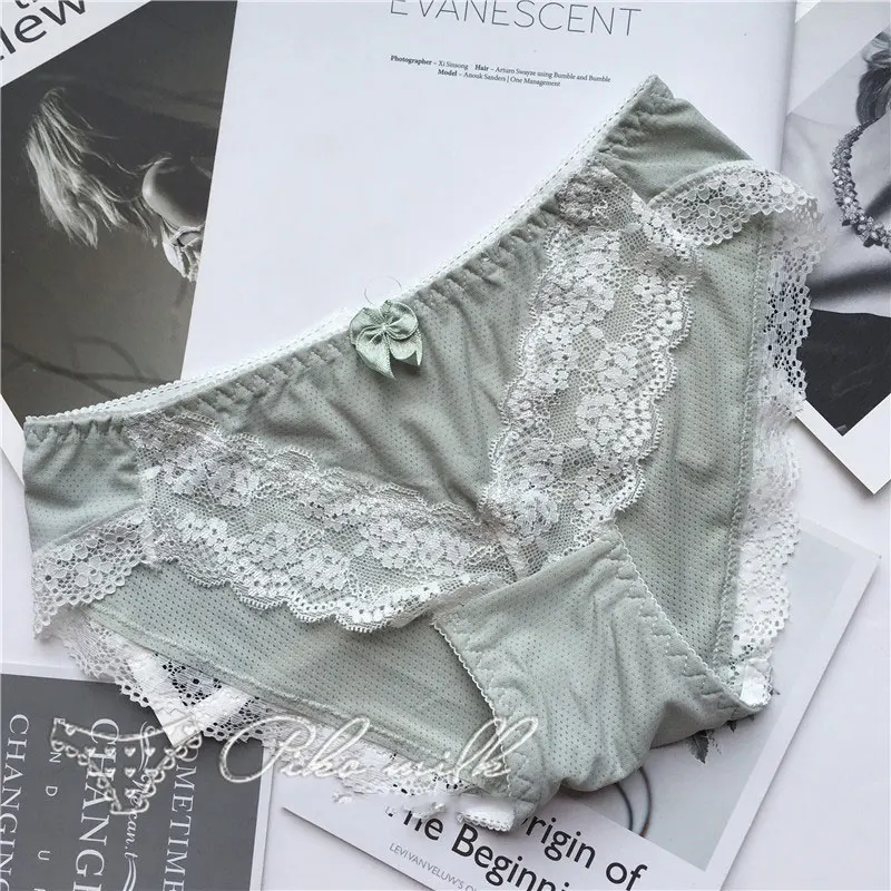 gray SP& CITY, японский стиль, дышащее нижнее белье с вырезами, милое нижнее белье для девушек, женские летние шелковые Мягкие Бесшовные трусики, трусы, нижнее белье - Цвет: gray