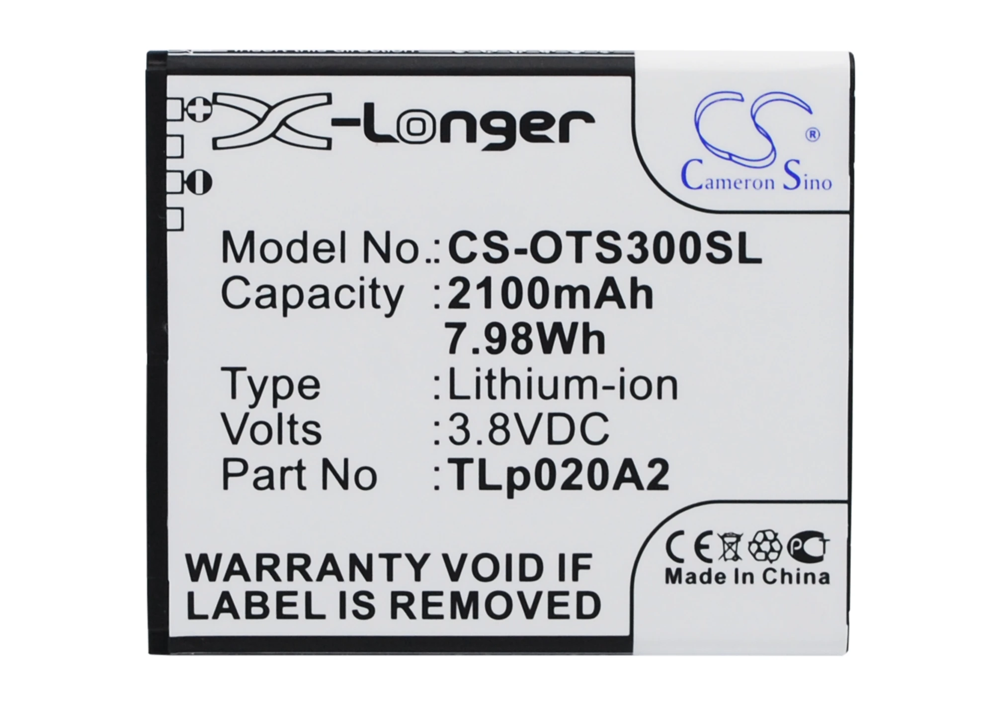 

Cameron Sino High Quality Battery TLi020A1,TLp020A2 for Alcatel OT-5065, OT-5065A,OT-5065J,OT-5065T, OT-5065W, OT-5065X,OT-A845L