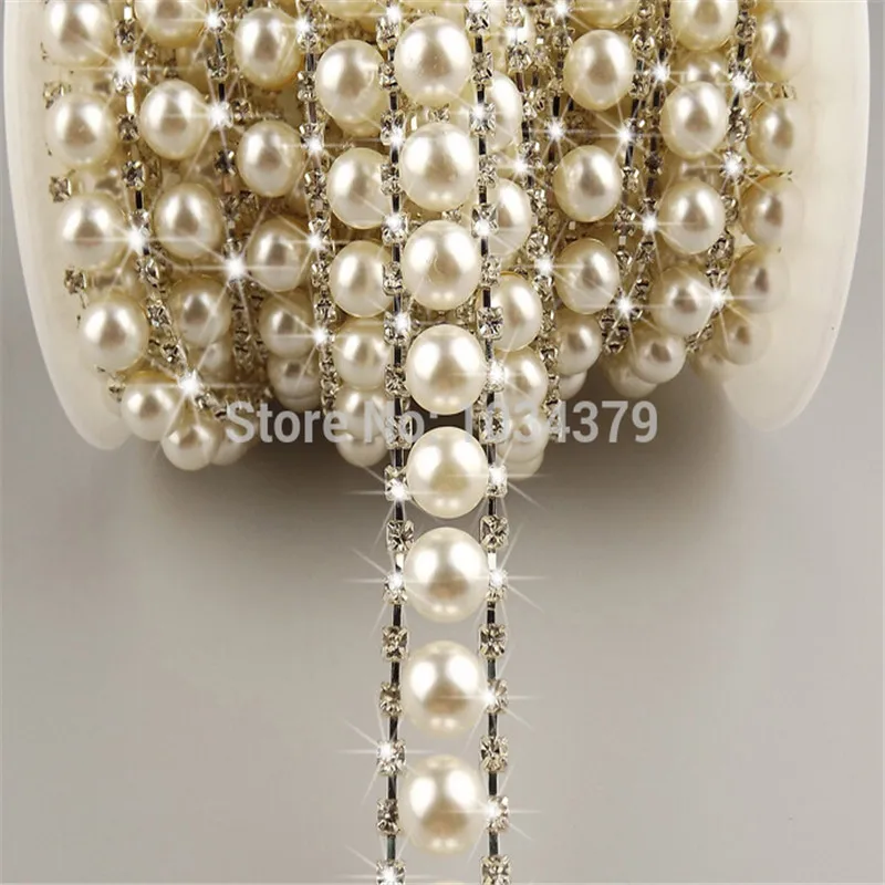 Кристалл 1 ярд 15 мм со стразами Стразы и жемчужинами отделка Серебряный тон торт