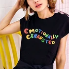 Эмоционально Соблазнительные футболки с принтом, футболка с красочными буквами, женские летние топы 2019, уличная одежда, топы из мягкого хлопка в стиле Харадзюку