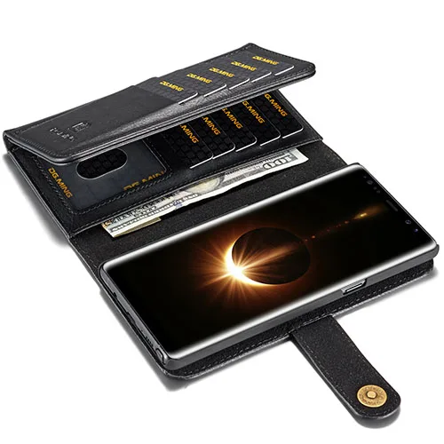 Black Кожаный чехол-кошелек с несколькими отделениями для карт для samsung Galaxy Note 8, 9, 10, чехол S8, S9, S10 Plus, Магнитный чехол-книжка - Цвет: Black