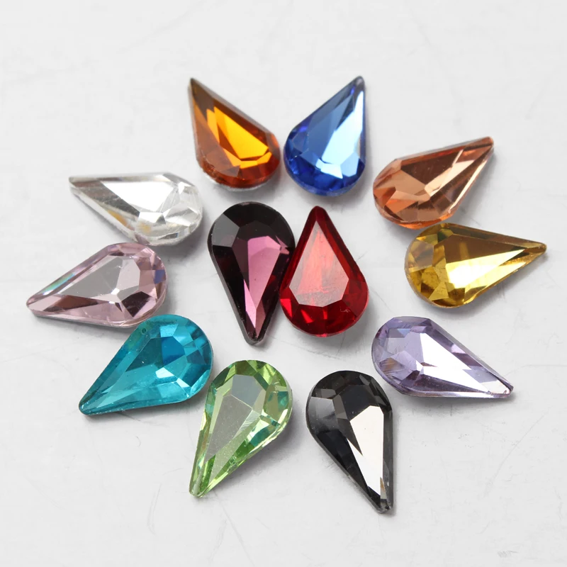 2 размера наконечник капля 100 шт./лот разные цвета пришивные стразы 6x10 мм 8x13