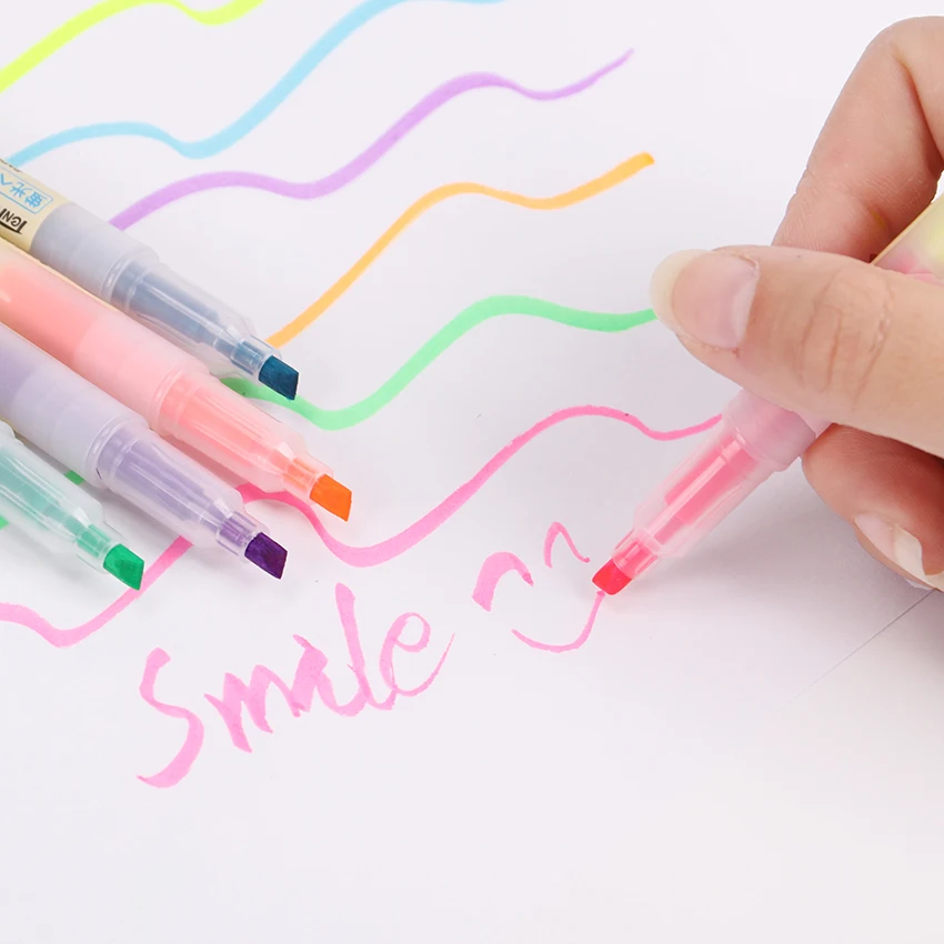 Маркеры двусторонние прямые жидкие 5 шт./компл.|highlighter pen|highlighter schoolhighlighter set |