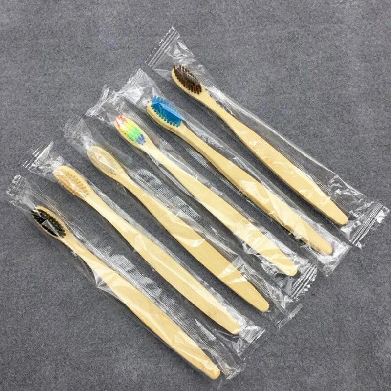 200pcs/set Environmentally Bamboo Charcoal Toothbrush For Oral Health Low Carbon Medium Soft Bristle Wood Handle Toothbrush