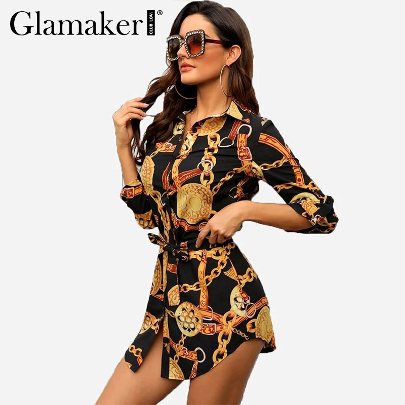 Женское платье мини Glamaker винтажное облегающее на шнурках с цепным принтом в