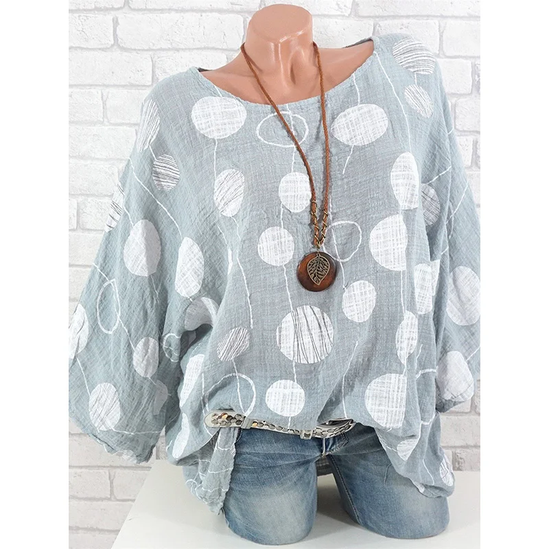 Женская блузка в горошек Повседневная Блузка с рукавом три четверти и принтом