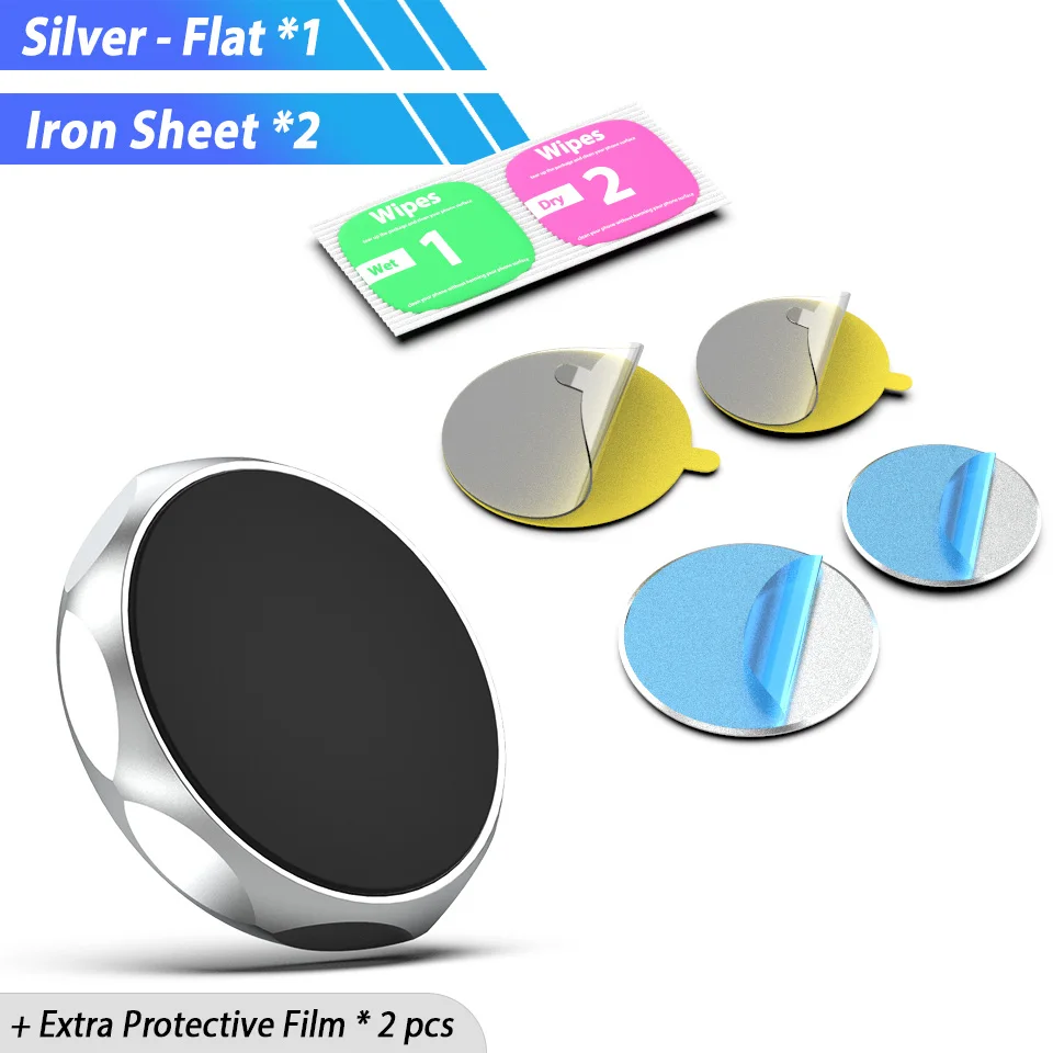 Silver Flat Magnetic Магнитный держатель для телефона для iPhone 7 samsung S10 Note 10 plus Автомобильный держатель для мобильного телефона Xiaomi Mi 9 A3 huawei P30 - Цвет: Silver Flat Magnetic