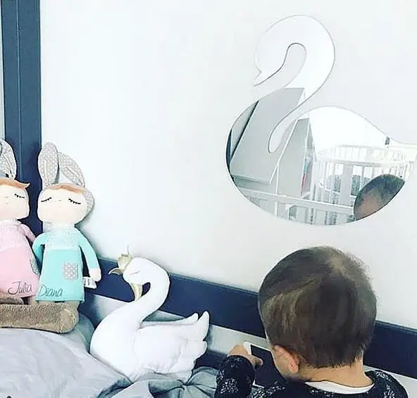 Ins Новый Кролик Корона Лебедь детская комната украшение стены Акриловые Mirro