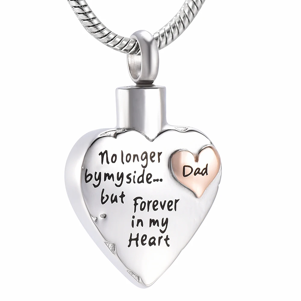 

IJD9980 Dad Urn Necklace-No Longer by My Side Forever in My Heart Cremation Jewelry Father Ashes Keepsake Memorial Pendant