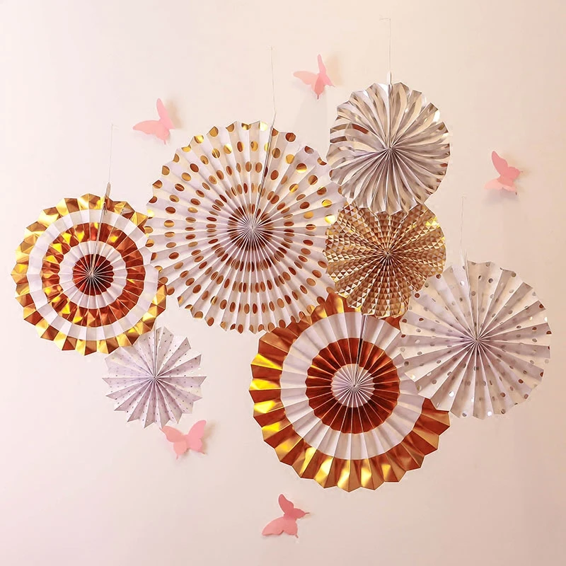 8 шт. золотые и Серебристые вечерние фоны для дня рождения веерный Набор детского