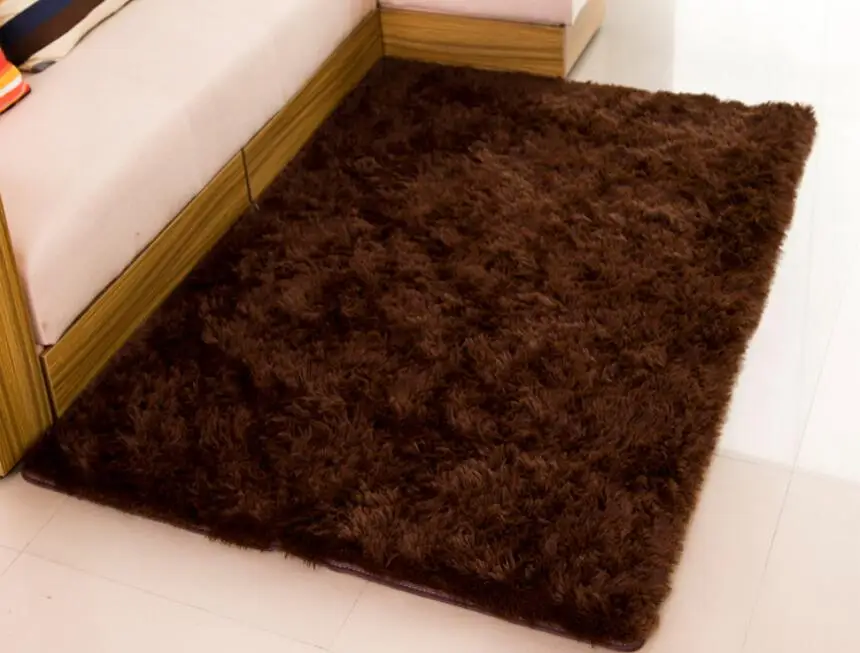 coffee longer fur Soft Fluffy Shaggy Rectangle Carpet Floor Mat Living Room Decorative Blanket Area Rug Solid Color White Beige Pink Coffee Black - Цвет: coffee longer fur