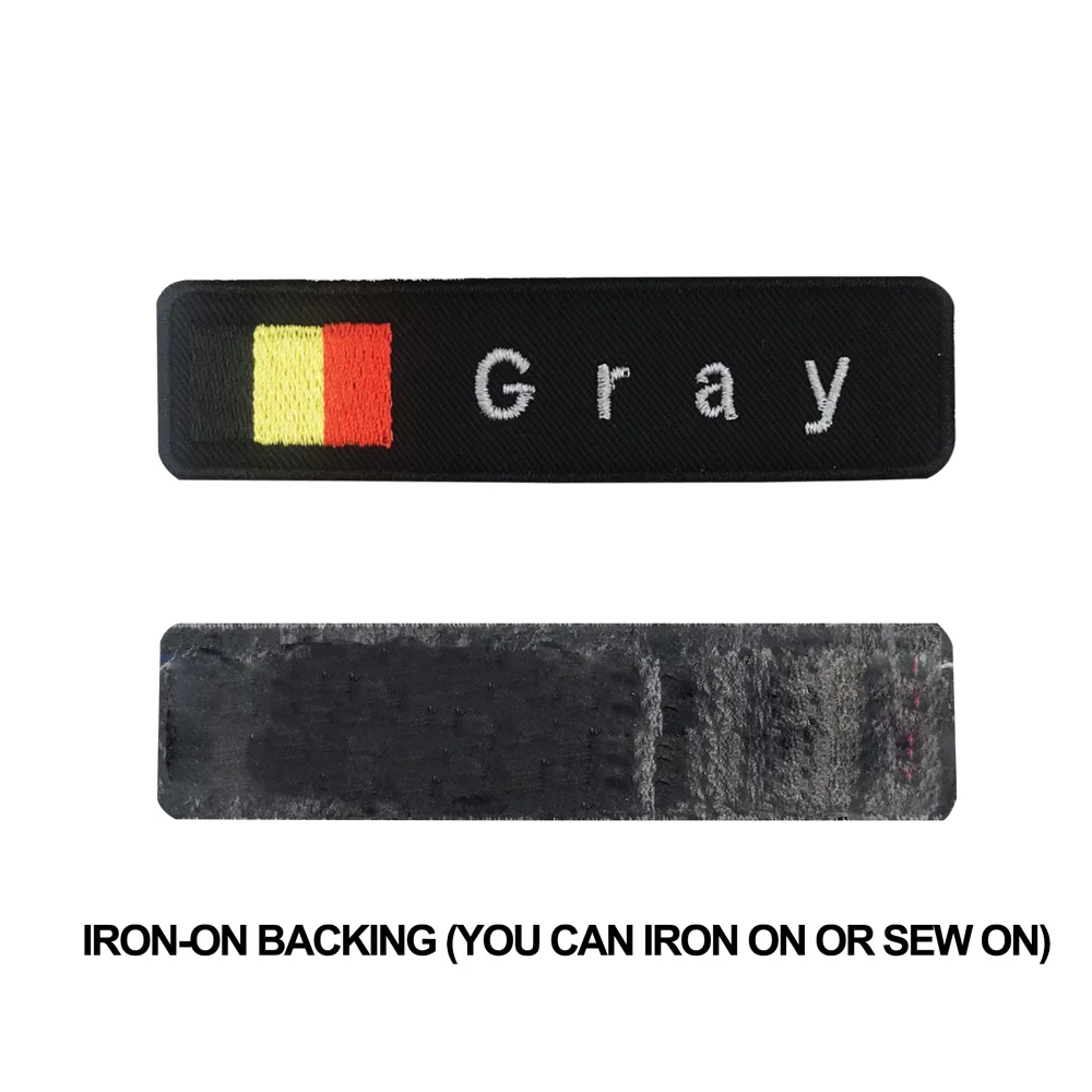 gray iron on Пользовательские флаг Бельгия имя патчи персонализированные железные на крючок подложки - Цвет: gray iron on