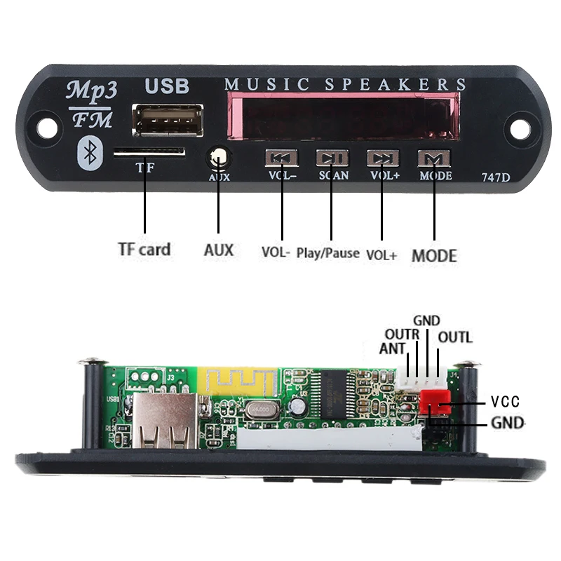 Wireless Bluetooth 12V MP3 WMA Decoder Board Audio Module USB TF Radio FM AUX For Car accessories | Автомобили и мотоциклы