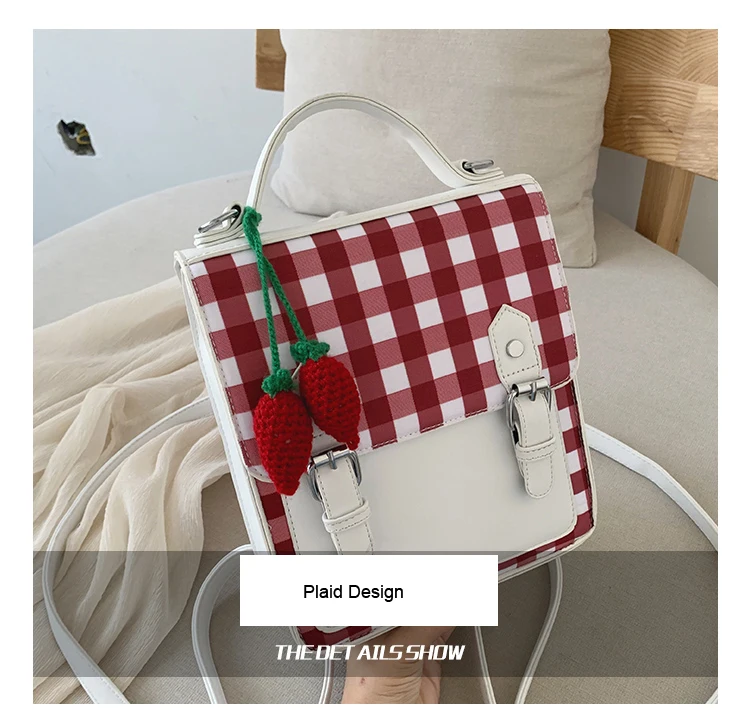DORANMI Plaid Schoolbag Women's Backpacks Fashion Leather Bag Square Back Shoulder Bags Female Patchwork Mochila DJB657