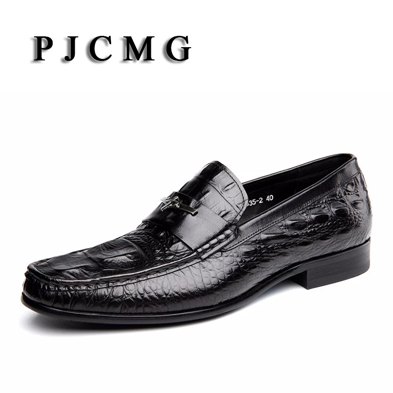 Мужские модельные туфли PJCMG черные/красные дышащие Туфли оксфорды из натуральной