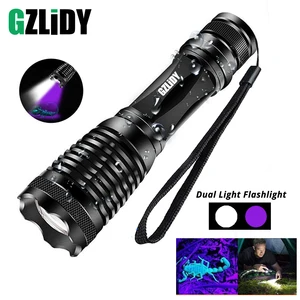 Многофункциональный светодиодный УФ + белый фонарик с 5 режимами масштабирования, водонепроницаемый фонарик для ночного освещения, обнаружения мочи домашних животных и т. д.