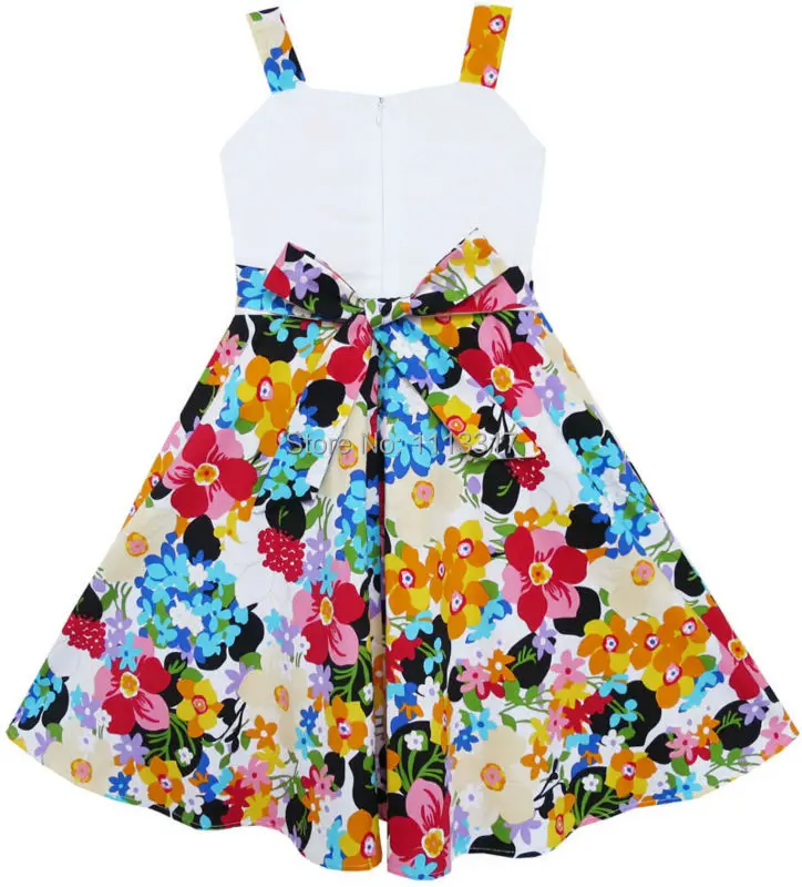 Sunny Fashion платья для девочек Галстук-бабочка Цветущий Цветок Сад Розовый Хлопок 2020