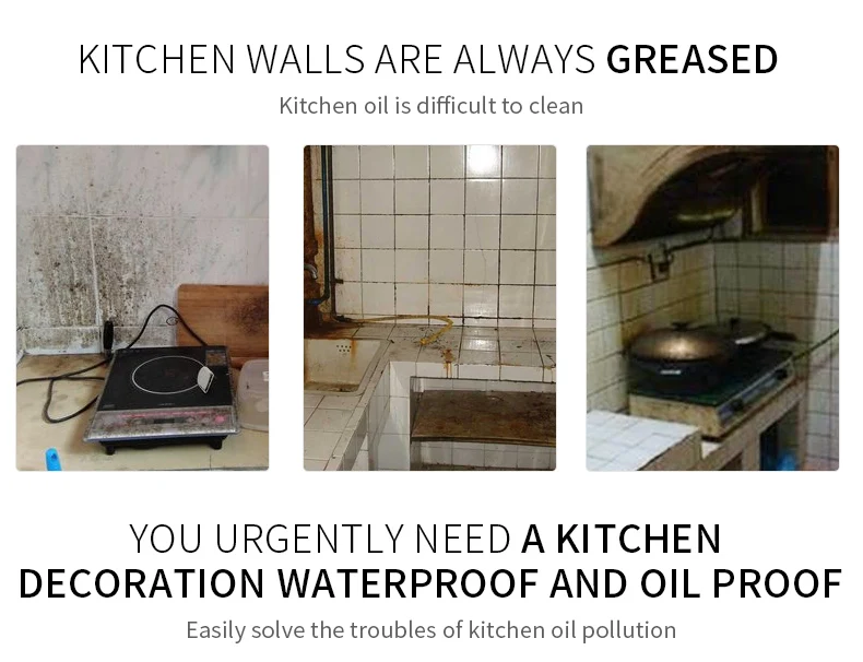 60*200cm Kitchen oil-proof wall stickers cooker high temperature waterproof tile cabinet range hood refurbished wallpaper