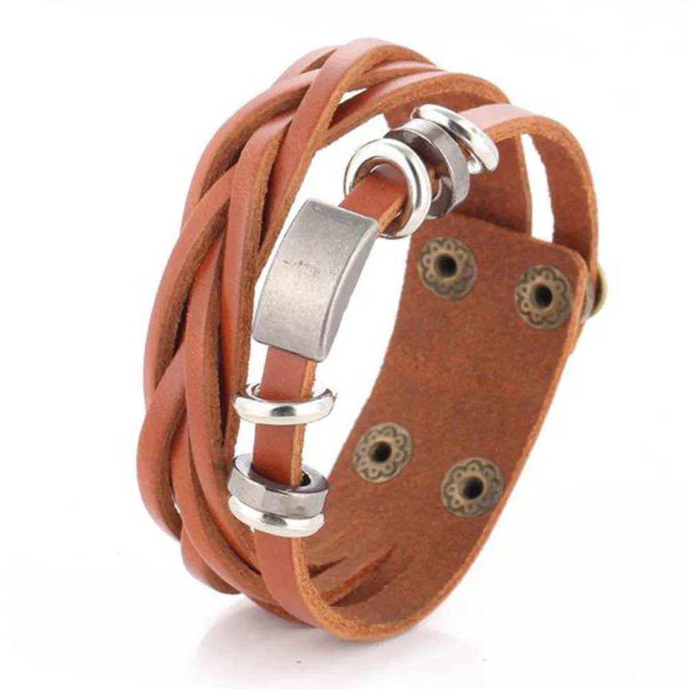 Мужской браслет Pinksee из натуральной кожи в стиле панк ручной работы | Украшения и