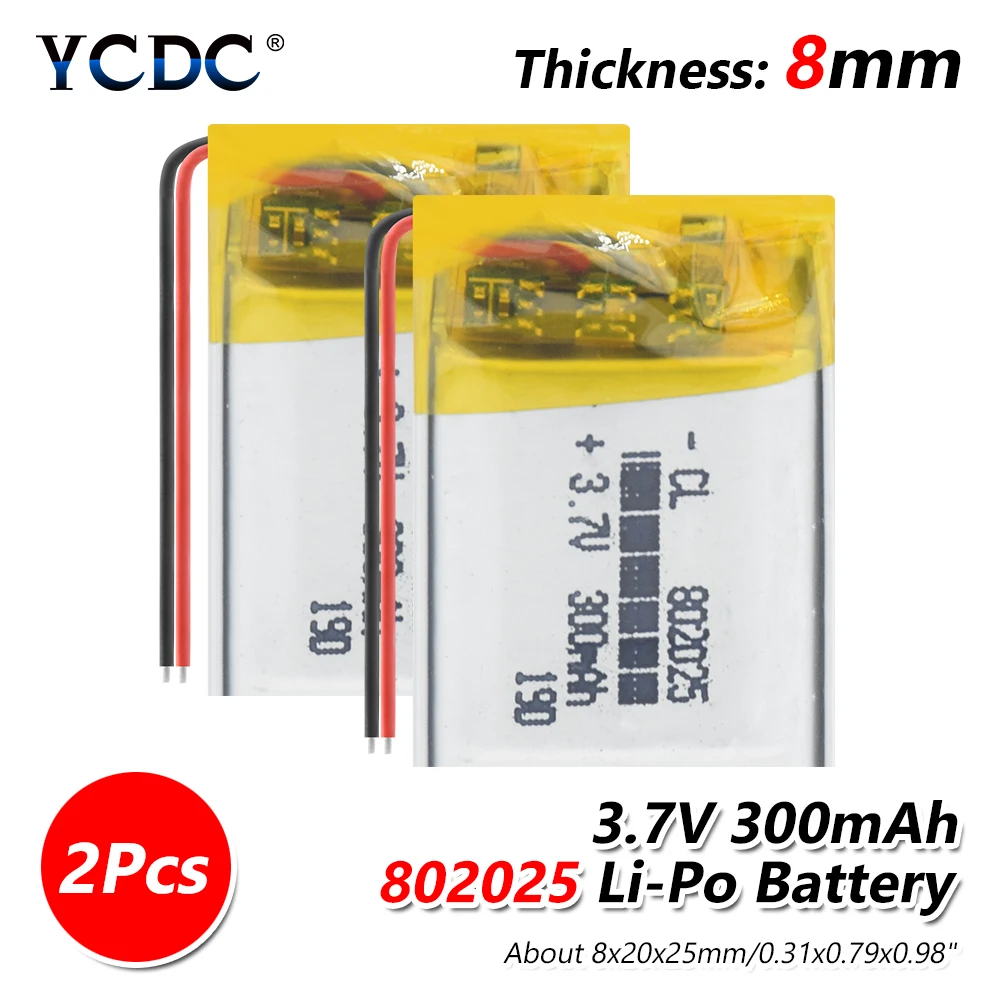 2 PCS 802025 3,7 V 300mAh литий-полимерный литий-ионный аккумулятор для Q50 G700S K92 G36 Y3 Детские умные часы mp3 Bluetooth гарнитура - Цвет: 2 PCS