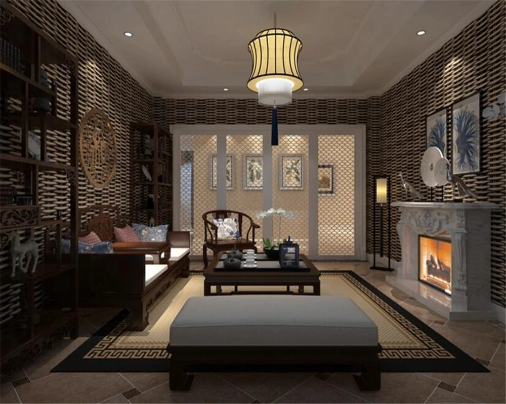 3D китайские Классические винтажные обои из ротанга с имитацией бамбука для