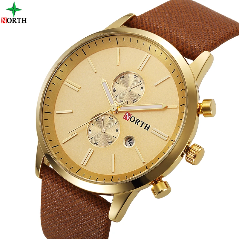 Мужские часы reloj hombre Топ Бренд роскошные NORTH кварцевые кожа военные модные