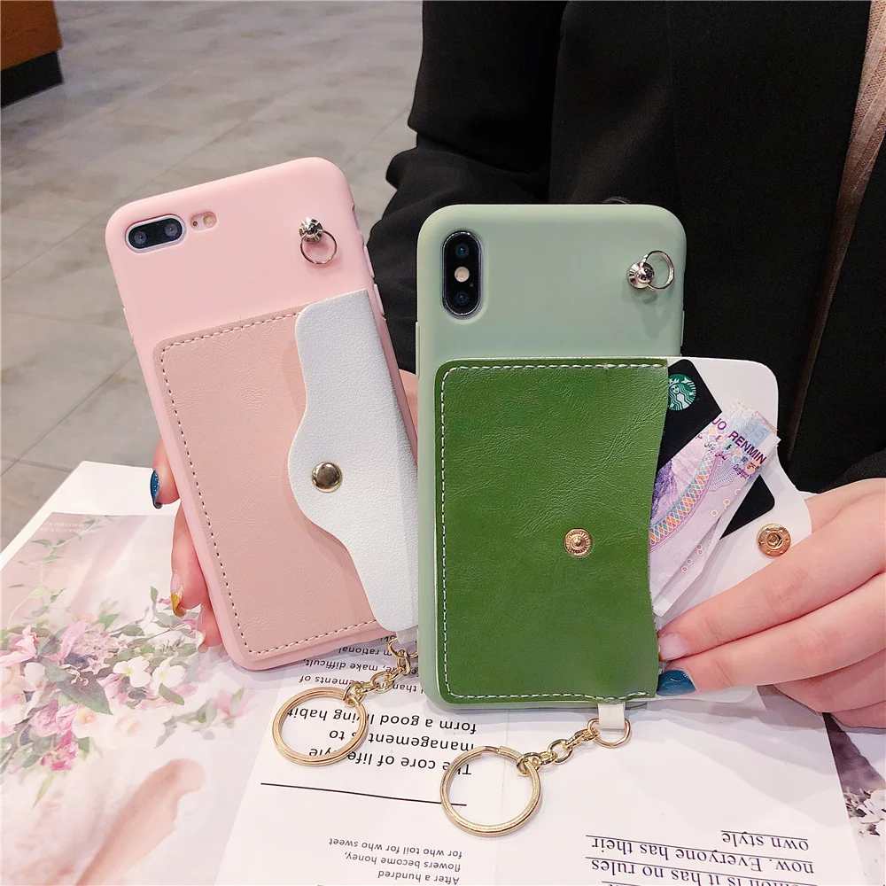 Кошелек для монет чехол телефона IPhone X XR XS MAX розовые Силиконовые чехлы с