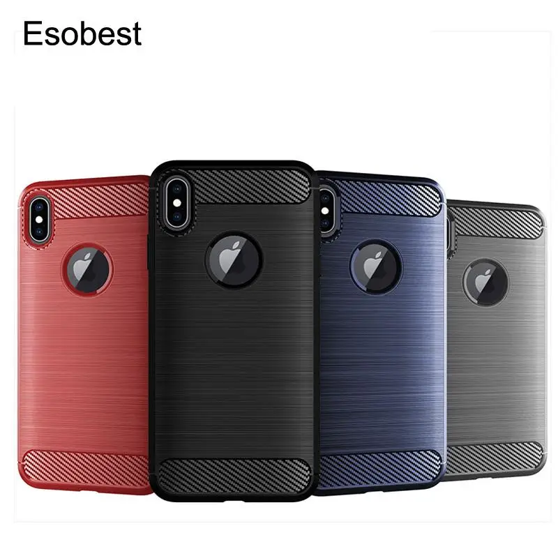 

Esobest Carbon fiber Brushed texture cover For iphone 6 6s 7 8 plus TPU case for iphone x xs max xr shock proof shell