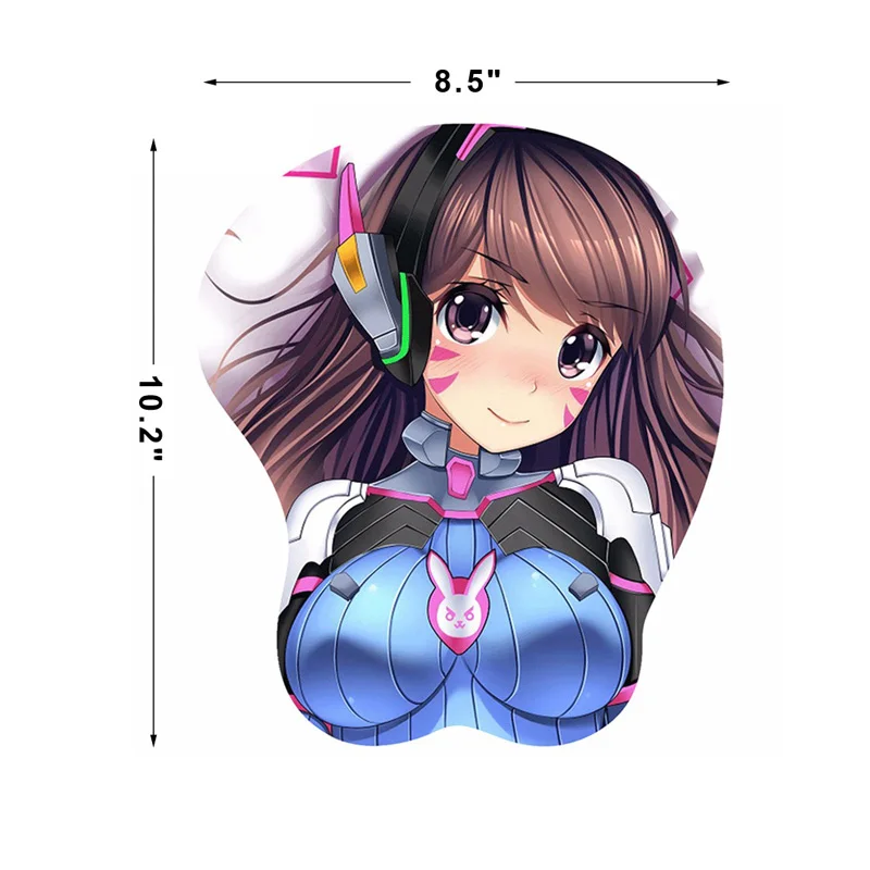 Сексуальный мягкий силиконовый 3D коврик для мыши OW D. VA, игровой коврик для мыши с поддержкой запястья, эргономичный коврик для мыши