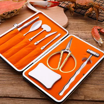 8pcs with bag B XMT-HOME инструмент для морепродуктов Краб крекер ножницы Вилка Нож для чистки креветок морепродукты Набор Кухонные гаджеты 1 комплект - Цвет: 8pcs with bag B