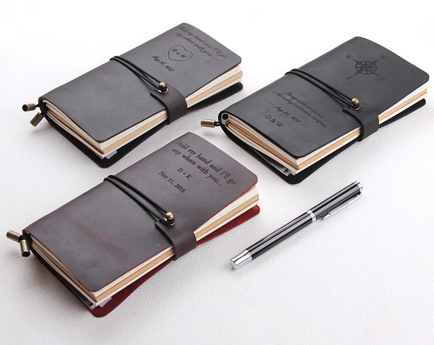 Leather Journal Refillable Personalized Compass Travelers Notebook Travel Diary sketchbook Custom Text | Канцтовары для офиса и