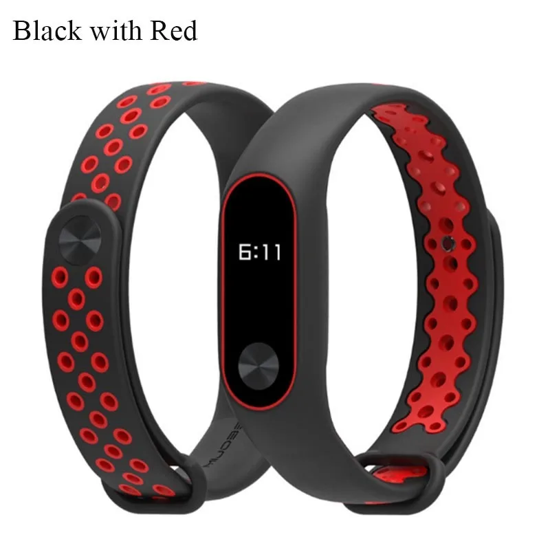 Black with red NIYOQUE для mi band 2 ремень дышащая Водонепроницаемый впитывает пот и mi 2 диапазона Замена TPU браслет для Xiaomi mi Band 2 - Цвет: Black with red