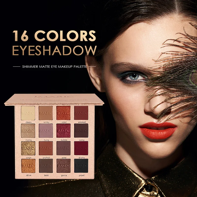 IMAGIC 16 Colors Nocturne Eyeshadow Palette Makeup Eye Shadow Pallete Matte Shimmer Glitter Pigmented Smoky Natural Eyes Make Up |