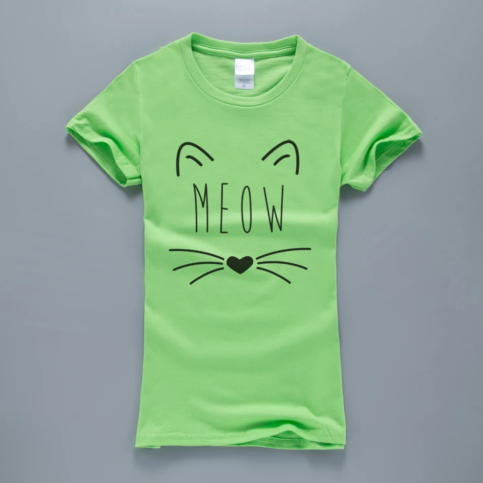 Женская футболка Kawaii Meow Cat Kitty, лето,, хлопок, короткий рукав, футболка, розовая, Kpop, Harajuku, топы, футболки для женщин