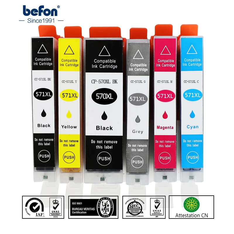 Картриджи befon X6 для замены Canon PGI-570 PGI570 CLI571 PGI 570 CLI 571 XL чернильный картридж MG7750 7751 6850
