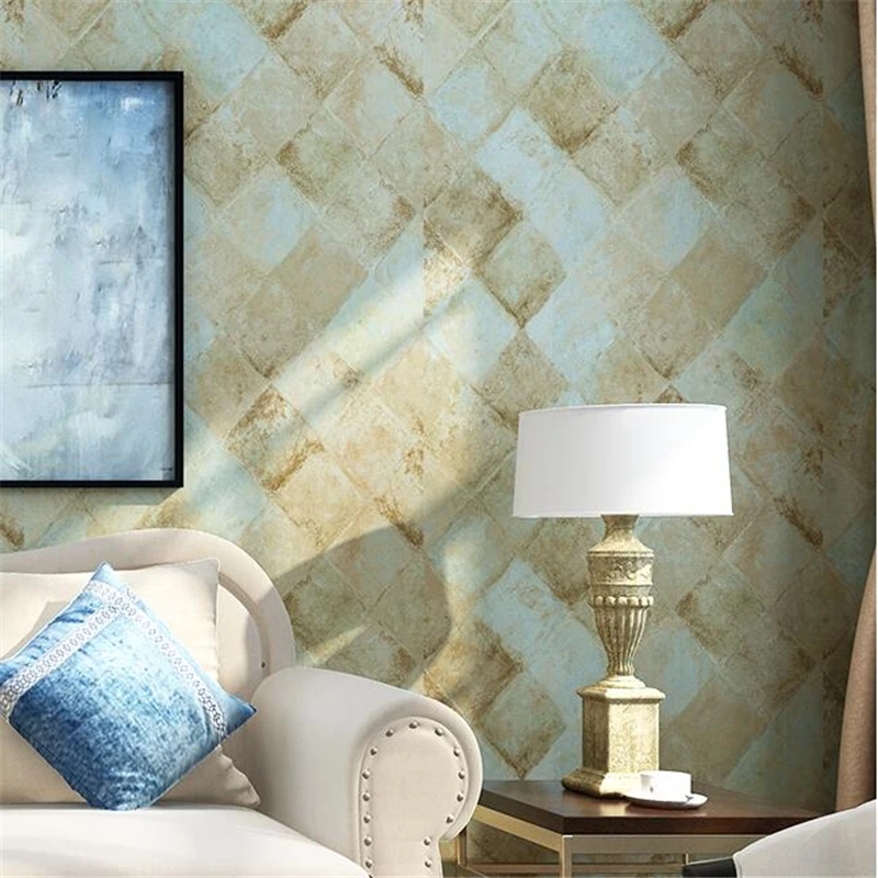 

beibehang Retro Nostalgic Fake Brick Pattern American Diamond Wallpaper Sofa Background Wall Bedroom Pure Paper Wallpaper