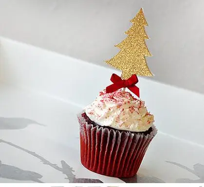 

glitter Christmas Tree Dessert cupcake Toppers Food Pick birthday Wedding Bridal Shower decorations