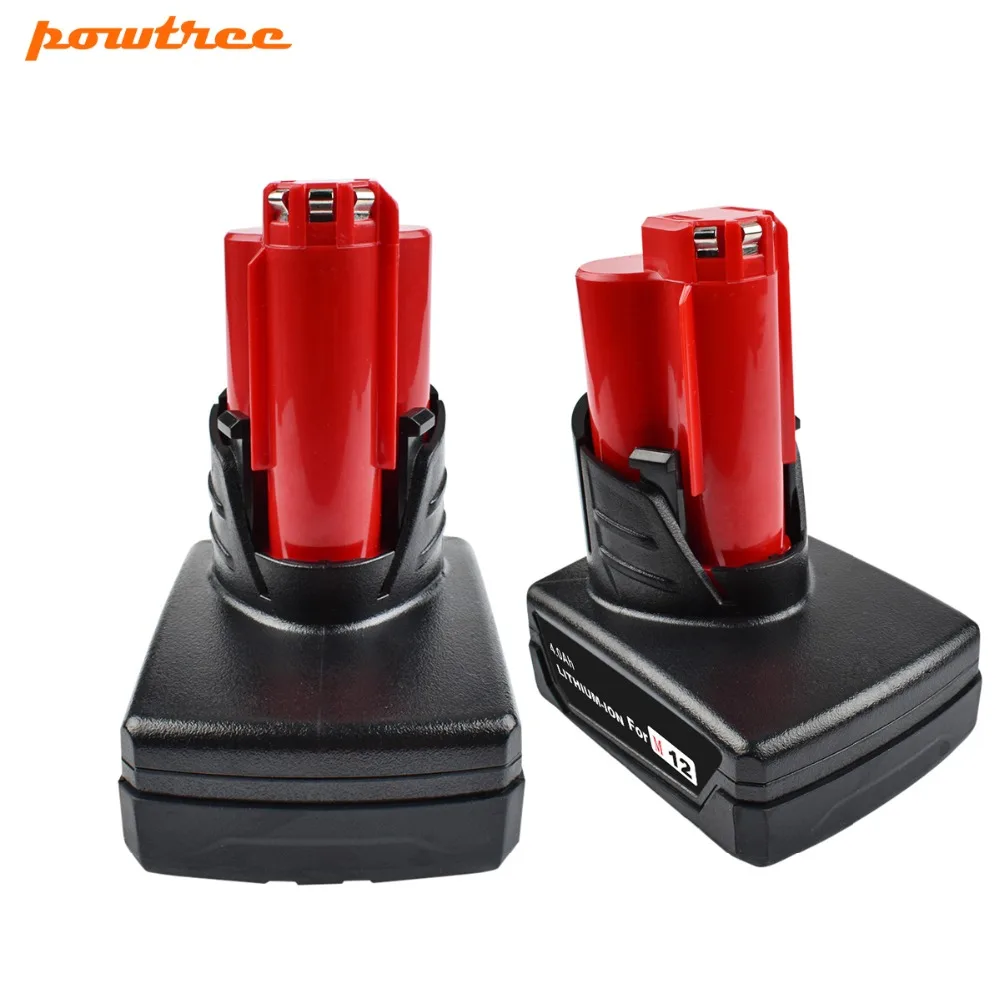Powtree For Milwaukee 2PCS 12V 4000mAh M12 Red Power Tool Li-ion Battery Replacement C12 B BX 48-11-2401 48-11-2402 D | Электроника