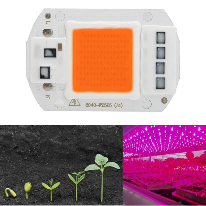 

AC 220V 50w cob led grow light chip full spectrum 380nm-840nm for Indoor Plant Seedling Grow and Flower